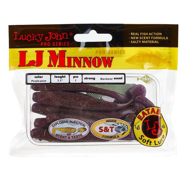 Виброхвосты съедобные Lucky John Pro Series Minnow 3.3" (8.4см) 7шт S13