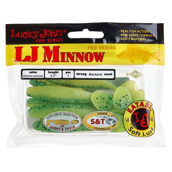 Виброхвосты съедобные Lucky John Pro Series Minnow 3.3" (8.4см) 7шт T18