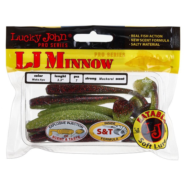 Виброхвосты съедобные Lucky John Pro Series Minnow 3.3" (8.4см) 7шт T44