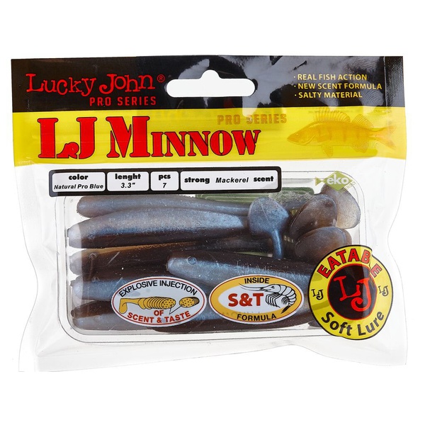 Виброхвосты съедобные Lucky John Pro Series Minnow 3.3" (8.4см) 7шт T46