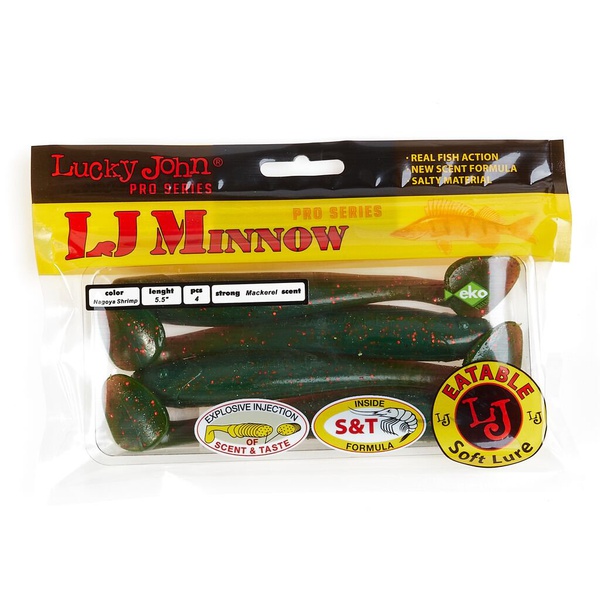 Виброхвосты съедобные Lucky John Pro Series Minnow 5.5" (13.9см) 4шт 085