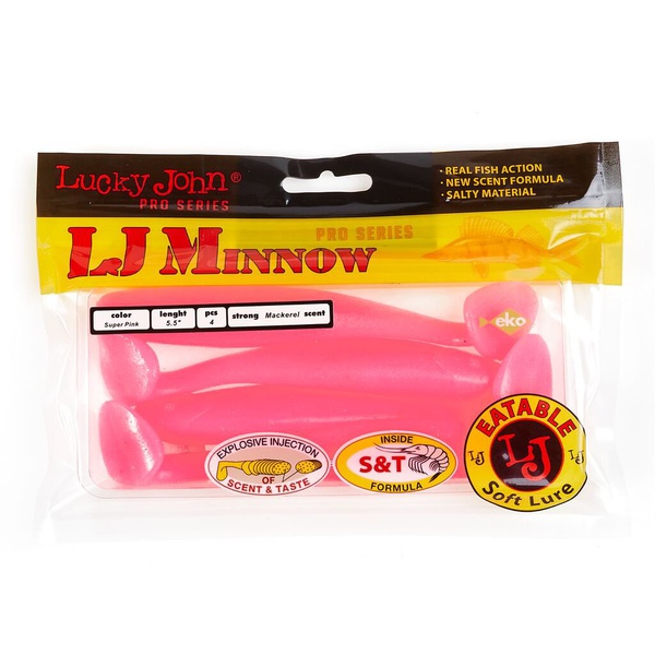 Виброхвосты съедобные Lucky John Pro Series Minnow 5.5" (13.9см) 4шт F05