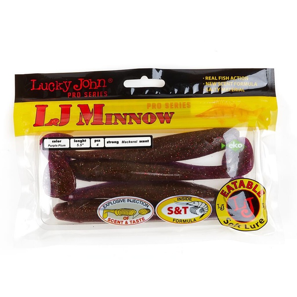 Виброхвосты съедобные Lucky John Pro Series Minnow 5.5" (13.9см) 4шт S13