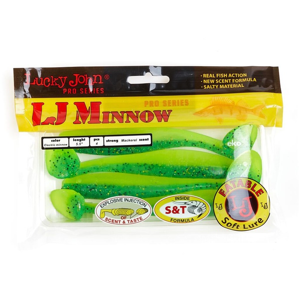 Виброхвосты съедобные Lucky John Pro Series Minnow 5.5" (13.9см) 4шт T18