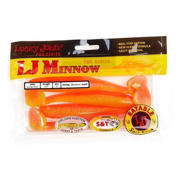 Виброхвосты съедобные Lucky John Pro Series Minnow 5.5" (13.9см) 4шт T26