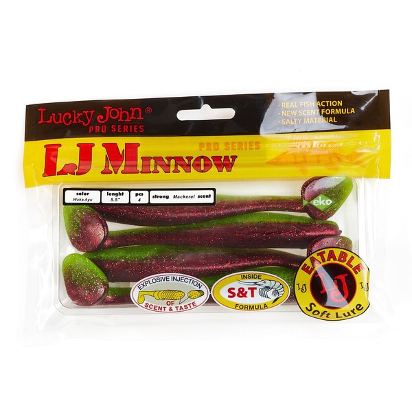Виброхвосты съедобные Lucky John Pro Series Minnow 5.5" (13.9см) 4шт T44