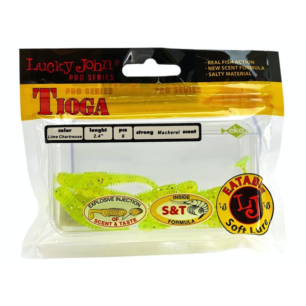 Виброхвосты съедобные Lucky John Pro Series Tioga 2.4" (6,2см) 9шт 071