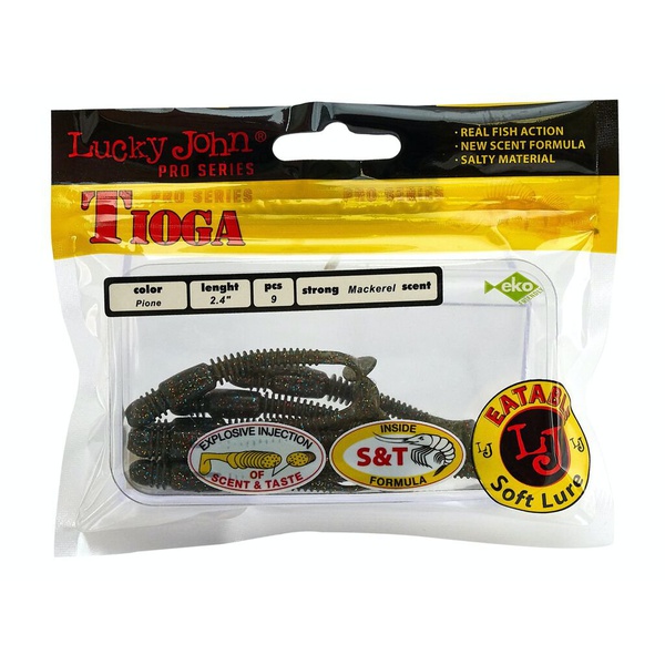 Виброхвосты съедобные Lucky John Pro Series Tioga 2.4" (6,2см) 9шт F08