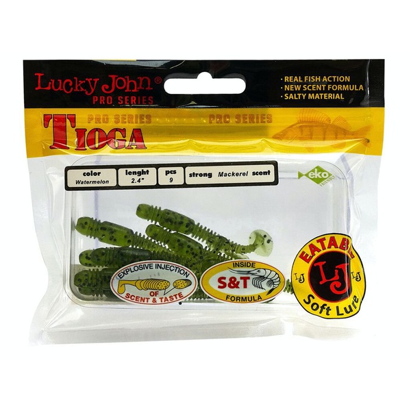 Виброхвосты съедобные Lucky John Pro Series Tioga 2.4" (6,2см) 9шт PA01