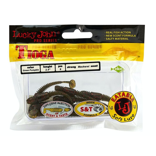 Виброхвосты съедобные Lucky John Pro Series Tioga 2.4" (6,2см) 9шт PA03