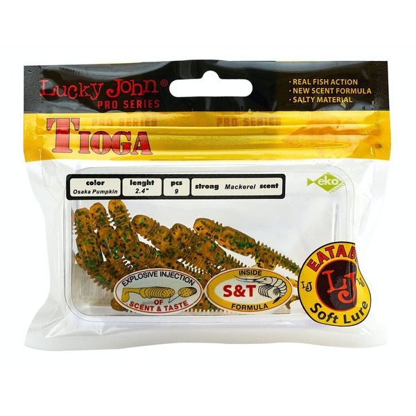 Виброхвосты съедобные Lucky John Pro Series Tioga 2.4" (6,2см) 9шт PA19