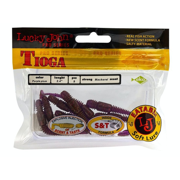 Виброхвосты съедобные Lucky John Pro Series Tioga 2.4" (6,2см) 9шт S13