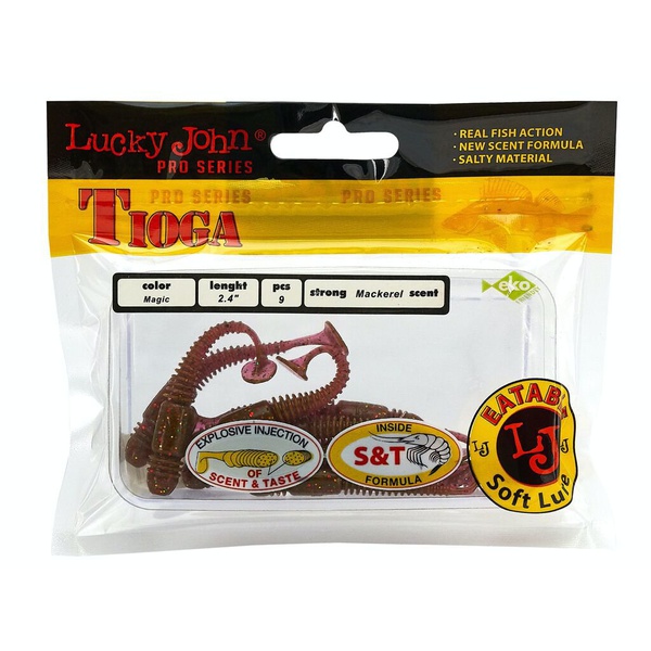 Виброхвосты съедобные Lucky John Pro Series Tioga 2.4" (6,2см) 9шт S14