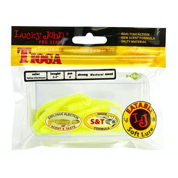 Виброхвосты съедобные Lucky John Pro Series Tioga 2.4" (6,2см) 9шт S88