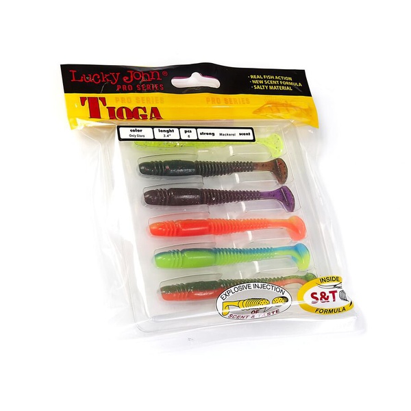 Виброхвосты съедобные Lucky John Pro Series Tioga 3.4" (8.6см) 6шт mix1
