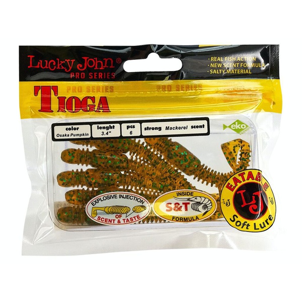 Виброхвосты съедобные Lucky John Pro Series Tioga 3.4" (8.6см) 6шт PA19
