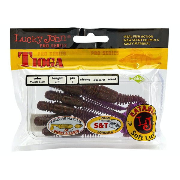Виброхвосты съедобные Lucky John Pro Series Tioga 3.4" (8.6см) 6шт S13