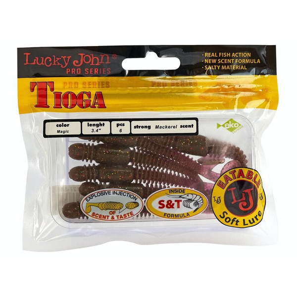 Виброхвосты съедобные Lucky John Pro Series Tioga 3.4" (8.6см) 6шт S14