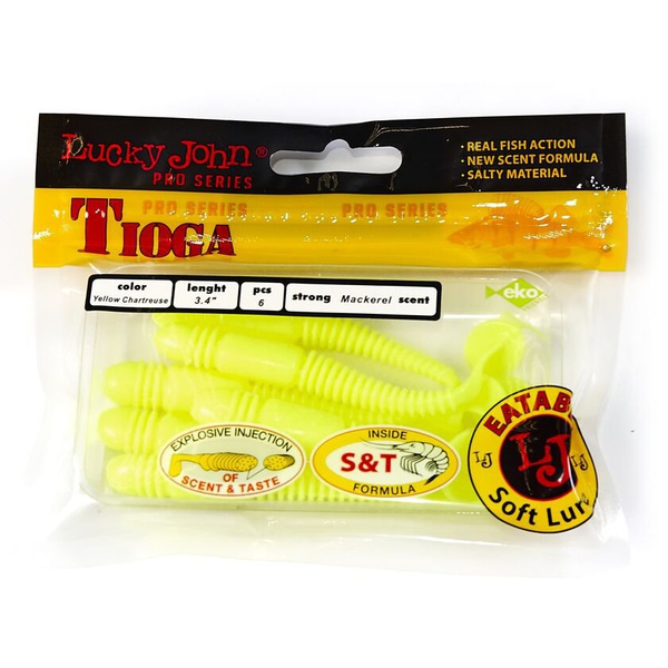 Виброхвосты съедобные Lucky John Pro Series Tioga 3.4" (8.6см) 6шт S88