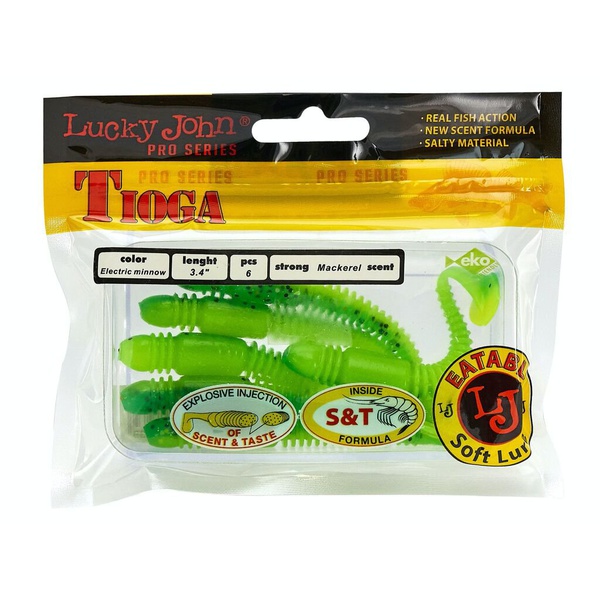 Виброхвосты съедобные Lucky John Pro Series Tioga 3.4" (8.6см) 6шт T18