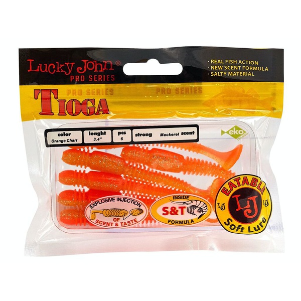 Виброхвосты съедобные Lucky John Pro Series Tioga 3.4" (8.6см) 6шт T26