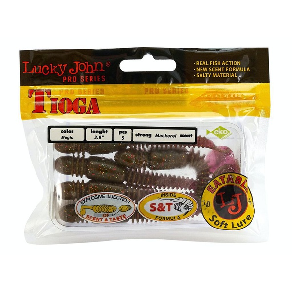Виброхвосты съедобные Lucky John Pro Series Tioga 3.9" (10см) 5шт S14
