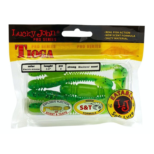 Виброхвосты съедобные Lucky John Pro Series Tioga 3.9" (10см) 5шт T18