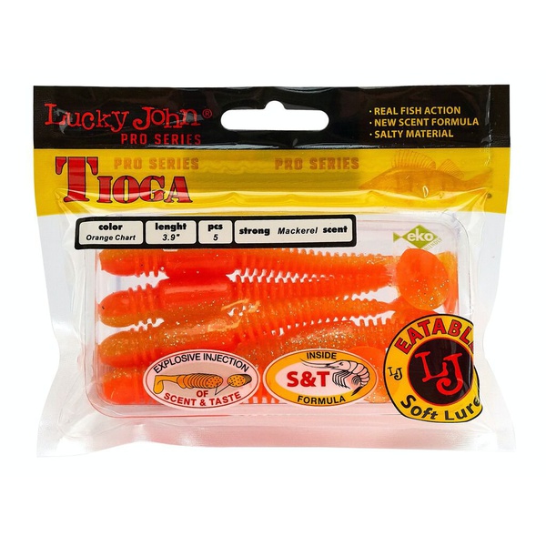 Виброхвосты съедобные Lucky John Pro Series Tioga 3.9" (10см) 5шт T26