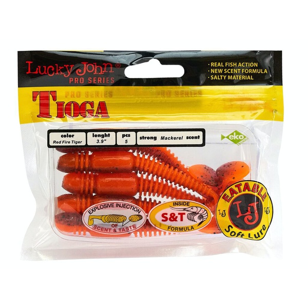 Виброхвосты съедобные Lucky John Pro Series Tioga 3.9" (10см) 5шт T48
