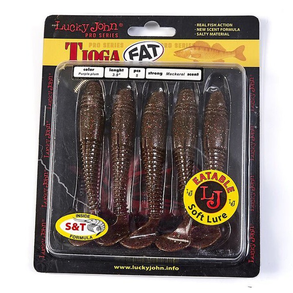 Виброхвосты съедобные Lucky John Pro Series Tioga Fat 3.9" (10см) 5шт S13