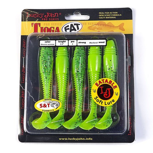 Виброхвосты съедобные Lucky John Pro Series Tioga Fat 3.9" (10см) 5шт T18