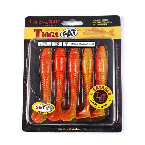 Виброхвосты съедобные Lucky John Pro Series Tioga Fat 3.9" (10см) 5шт T26