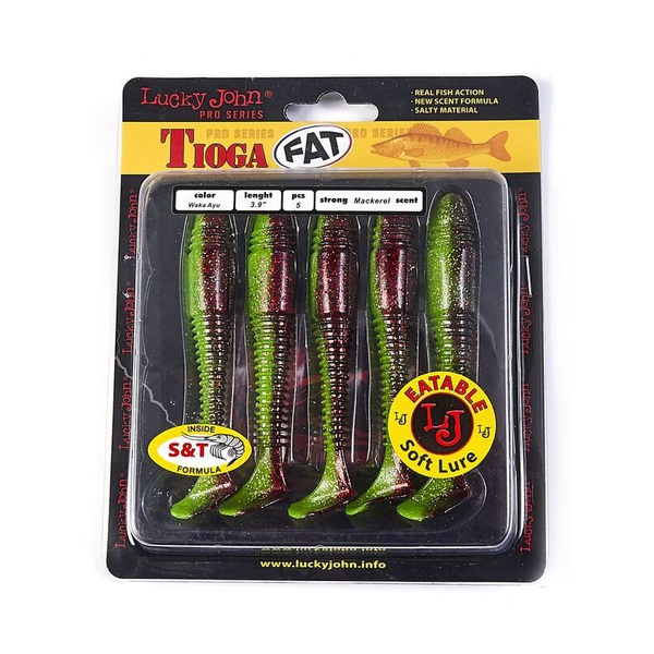 Виброхвосты съедобные Lucky John Pro Series Tioga Fat 3.9" (10см) 5шт T44