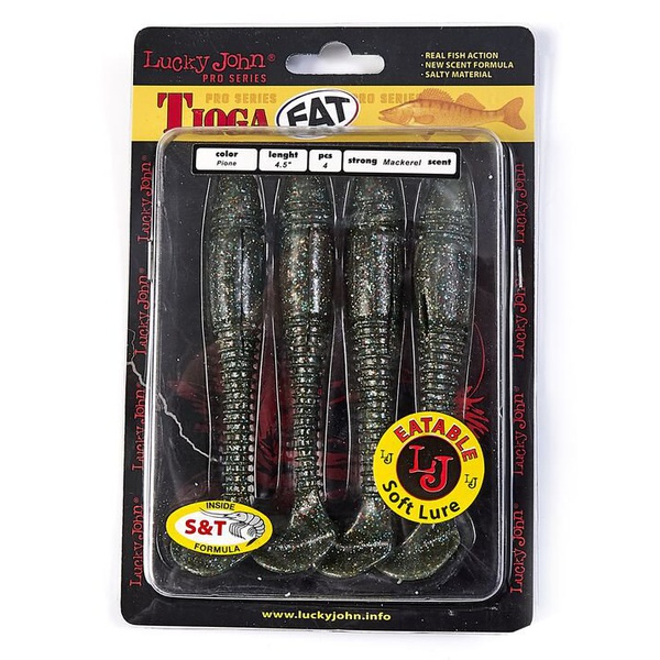 Виброхвосты съедобные Lucky John Pro Series Tioga Fat 4.5" (11,4см) 4шт F08