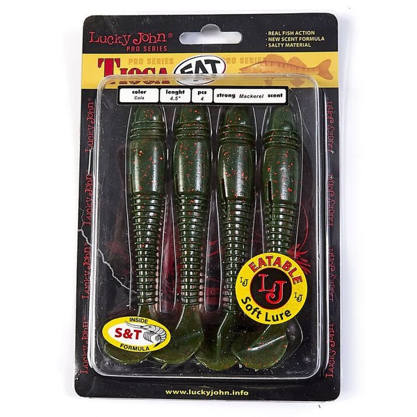 Виброхвосты съедобные Lucky John Pro Series Tioga Fat 4.5" (11,4см) 4шт PA16