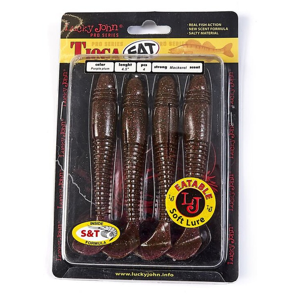 Виброхвосты съедобные Lucky John Pro Series Tioga Fat 4.5" (11,4см) 4шт S13
