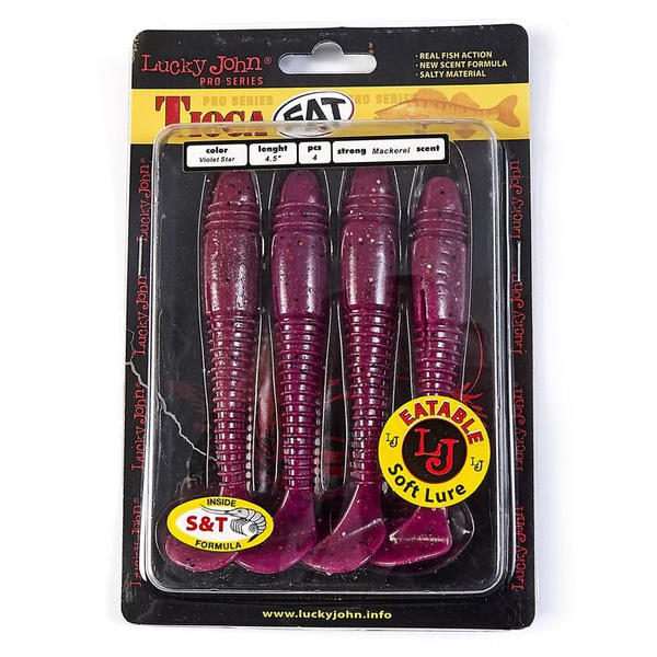 Виброхвосты съедобные Lucky John Pro Series Tioga Fat 4.5" (11,4см) 4шт S26