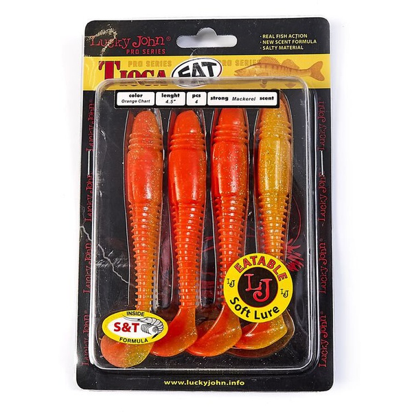 Виброхвосты съедобные Lucky John Pro Series Tioga Fat 4.5" (11,4см) 4шт T26