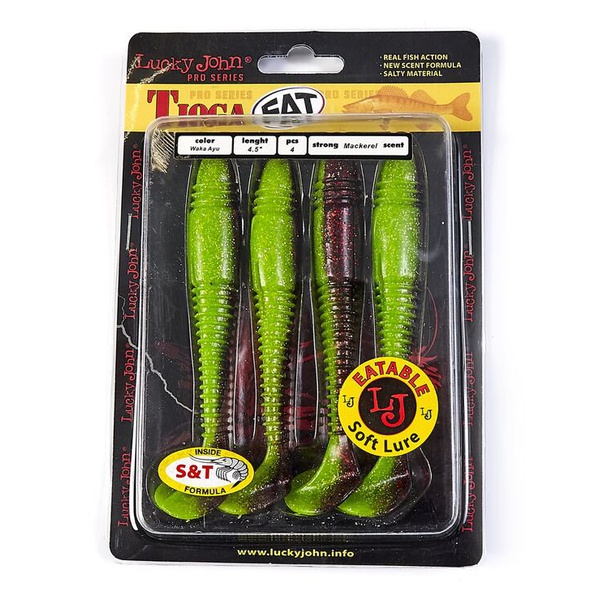 Виброхвосты съедобные Lucky John Pro Series Tioga Fat 4.5" (11,4см) 4шт T44