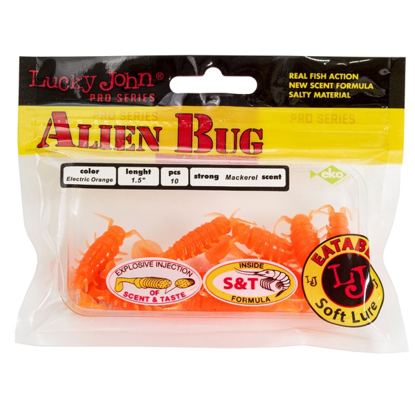 Виброхвосты съедобные Lucky John Pro Series Alien Bug 1,5" (3.8см) 10шт 036
