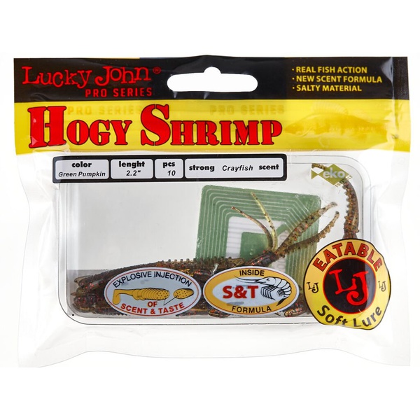 Виброхвосты съедобные Lucky John Pro Series Hogy Shrimp 2.2" (5.6см) 10шт PA03