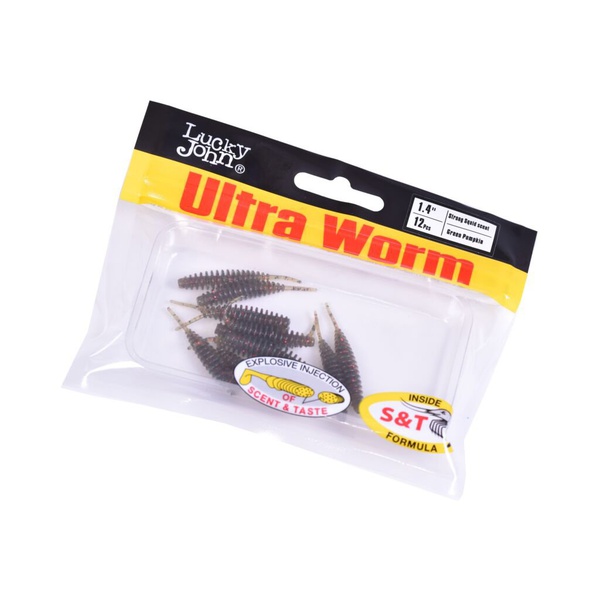 Слаги плавающие Lucky John Pro Series Trick UltraWorm 1.4" (3.5см) 12 шт PA03