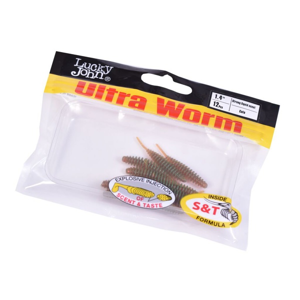 Слаги плавающие Lucky John Pro Series Trick UltraWorm 1.4" (3.5см) 12 шт PA16
