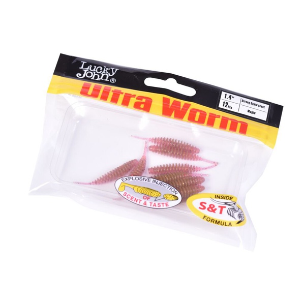 Слаги плавающие Lucky John Pro Series Trick UltraWorm 1.4" (3.5см) 12 шт S14