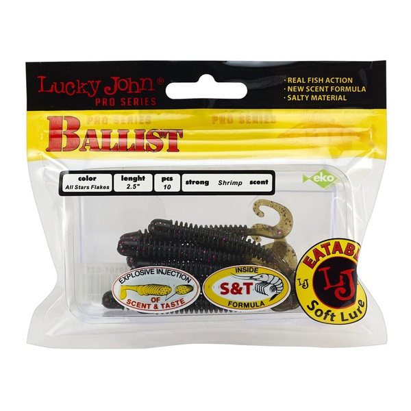 Твистеры съедобные Lucky John Pro Series Ballist 2.5" (6.3см) 10 шт S21