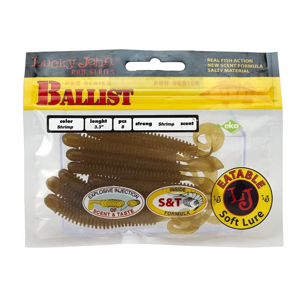 Твистеры съедобные Lucky John Pro Series Ballist 3.3" (8.4см) 8 шт S18