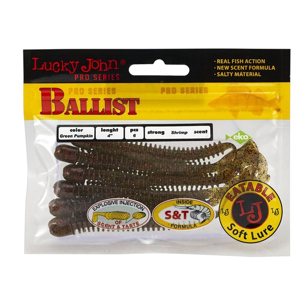 Твистеры съедобные Lucky John Pro Series Ballist 4.0" (10.2см) 6 шт PA03