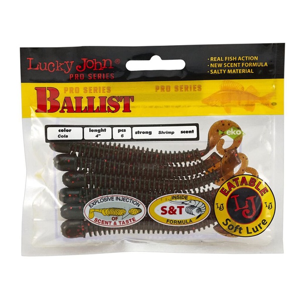 Твистеры съедобные Lucky John Pro Series Ballist 4.0" (10.2см) 6 шт PA16
