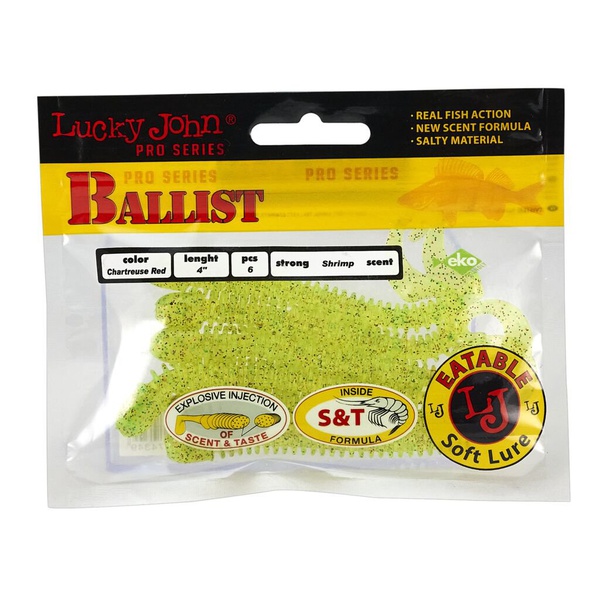 Твистеры съедобные Lucky John Pro Series Ballist 4.0" (10.2см) 6 шт S15