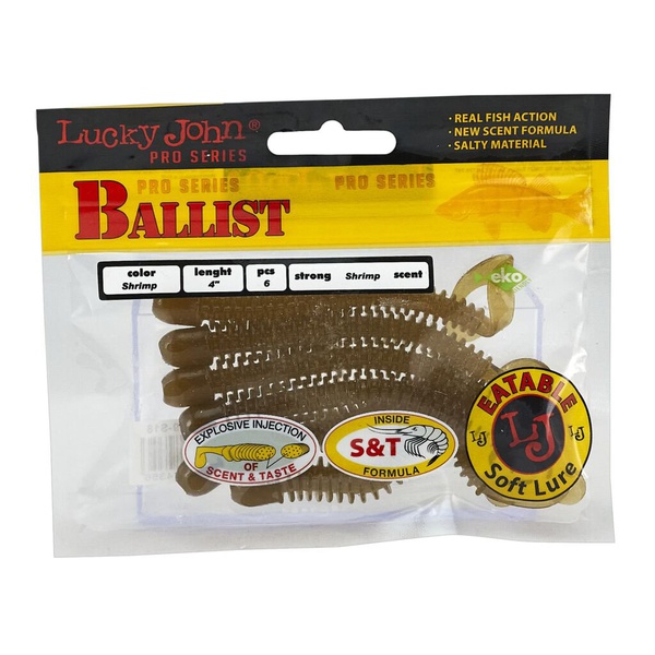 Твистеры съедобные Lucky John Pro Series Ballist 4.0" (10.2см) 6 шт S18